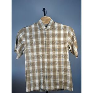 Tommy‎ Bahama Shirt Mens Large Silk/Tencel Short Sleeve Button Up Front Pocket